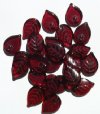 25 18x13mm Transparent Garnet Glass Leaf Beads